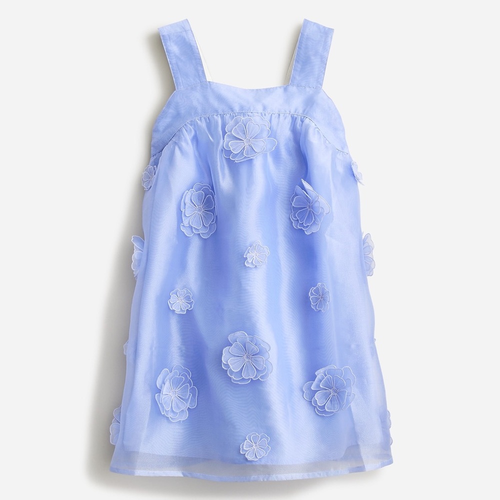 NEW J. Crew Girls' floral appliqué dress in organza